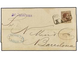 1296 COLONIAS ESPAÑOLAS: CUBA. Ed.102. 1886. HABANA A BARCELONA. <B>10 Cts.</B> Castaño. Mat. <B>CORRS.HABANA/N.A.Rs.</B - Other & Unclassified