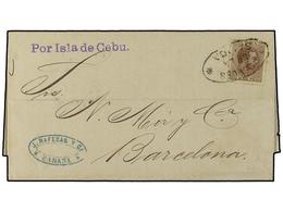 1298 COLONIAS ESPAÑOLAS: CUBA. Ed.102. 1887. HABANA A BARCELONA. <B>10 Cts. </B>castaño, Mat. <B>DESPUES / DE LA / SALID - Otros & Sin Clasificación