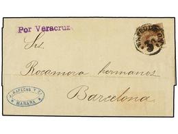 1299 CUBA. Ed.102F. 1887. HABANA A BARCELONA. <B>10 Cts.</B> Castaño <B>FALSO POSTAL</B>. Mat. <B>EXPEDICION/3A</B>. MUY - Other & Unclassified