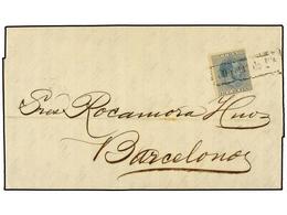 1301 CUBA. Ed.103. 1888. HABANA A BARCELONA. <B>10 Cts.</B> Azul. Mat. Rectangular <B>60 Cent. De Pta.</B> Excepcional,  - Sonstige & Ohne Zuordnung