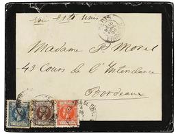 1305 CUBA. 1898. SANTIAGO A BURDEOS. <B>2 Ctvos., 3 Ctvos Y 5 Ctvos.</B> Raro Franqueo Tricolor. MAGNIFICA. - Other & Unclassified