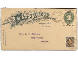 1308 CUBA. 1899. HABANA A USA. Entero Postal USA De <B>1 Ctvo. </B>habilitado Para <B>1 Cto. </B>de Peso Con Franqueo Ad - Autres & Non Classés