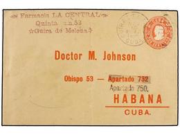 1310 CUBA. 1899 (Nov.). GUIRA DE MELENA A LA HABANA. Circulada Con Sello De <B>2 Ctvos.</B> Rosa Recortado En Un Entero  - Sonstige & Ohne Zuordnung