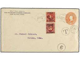 1315 CUBA. 1901. NEW HAVEN (USA) A HABANA). Entero Postal De <B>2 Ctvos. </B>rosa, Tasado A La Llegada Con Sellos De <B> - Other & Unclassified