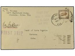 1320 CUBA. 1920 (1-Nov.). AIR MAIL. KEY WEST A HABANA. PRIMER VUELO Experimental, Marca <B>FIRST TRIP / U.S.-CUBA / AIR  - Autres & Non Classés