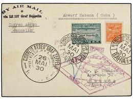 1336 CUBA. 1930 (24-V). BAHÍA A LA HABANA. Circulado Con Sello De Brasil De <B>300 Reis</B> Y <B>5.000 Reis</B> Por <B>G - Other & Unclassified