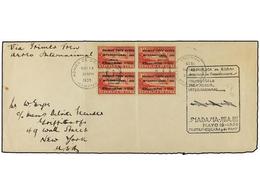 1347 CUBA. 1935 (18-Mayo). <B>PRIMER TREN AEREO INTERNACIONAL.</B> HABANA A MIAMI (USA). <B>10 Cts.</B> Rojo (4), Vuelo  - Sonstige & Ohne Zuordnung