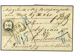 1350 CHECOSLOVAQUIA. 1867. Entire Money Letter From Prague To Amsterdam Bearing Fiscal <B>5kr.</B> Black And Pale Sepia  - Autres & Non Classés