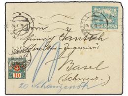 1353 CHECOSLOVAQUIA. 1919. PRAGA To SWITZERLAND. <B>20 Cts.</B> Blue Green Taxed On Arrival With Swiss Stamp Of <B>10 Ct - Sonstige & Ohne Zuordnung