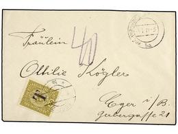 1355 CHECOSLOVAQUIA. 1919. Envelope To EGER (Cheb) Without Stamps, Taxed On Arrival With Provisional Austria <B>40 Helle - Otros & Sin Clasificación