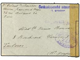 1358 CHECOSLOVAQUIA. 1919. Military Mail Envelope To TOULOUSE Written From PRAGUE (15/7/19) With <B>POZSONY</B> Datestam - Autres & Non Classés