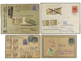 1359 CHECOSLOVAQUIA. 1919-22. Conjunto De 4 Cartas O Tarjetas Circuladas Desde Varios Países, Tasadas A La Llegada Con S - Autres & Non Classés