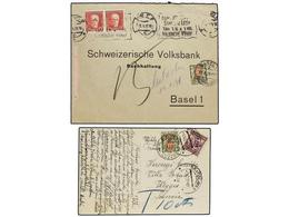 1365 CHECOSLOVAQUIA. 1931-32. Cover And Card With Swiss Postage Due Stamps. - Sonstige & Ohne Zuordnung