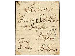 1370 DINAMARCA. 1748. COPENHAGEN To FRANCE. Entire Letter. Manuscript 'Franco Hamburg'. Fine And Rare Early Letter. - Autres & Non Classés