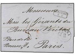 1376 DINAMARCA. 1859. ALTONA To FRANCE Via Hamburg With<B> DÄNEMARK/R.1</B> Exchange Mark (Van Der Linden 903). - Sonstige & Ohne Zuordnung