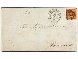 1380 DINAMARCA. (1863 CA.). Cover To BOGENSE Franked By Rouletted 1863 <B>4 Sk. </B> Brown Tied By Bold Strike Of <B>221 - Andere & Zonder Classificatie