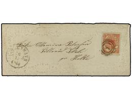 1383 DINAMARCA. (1865 CA). Embossed Ladies' Envelope To Holte Franked By 1864 <B>4sk</B>. Red Tied By Copenhagen Target  - Otros & Sin Clasificación
