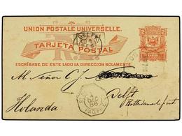 1411 REPUBLICA DOMINICANA. 1886. SANTO DOMINGO A HOLANDA. Entero Postal De <B>2 Ctvos.</B> Rojo, Fechador Octogonal Fran - Other & Unclassified