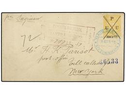 1413 REPUBLICA DOMINICANA. 1891. STO. DOMINGO A NEW YORK. Sobre Entero De <B>70 Ctvos. S. 15 Ctvos.</B> Habilitado <B>U. - Otros & Sin Clasificación