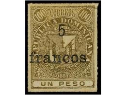 1430 (*) REPUBLICA DOMINICANA. Yv.50. 1883. <B>5 Francos S. 1 Peso</B> Bronce. MAGNÍFICO Y MUY RARO. Cat. 1.200?. - Otros & Sin Clasificación