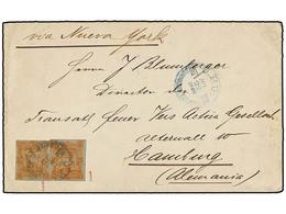 1440 ECUADOR. 1898. GUAYAQUIL A ALEMANIA. Circulado Con Dos Sellos De <B>10 Cts.</B> Naranja S. Azul Recortados De Un En - Autres & Non Classés