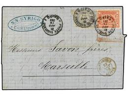 1451 EGIPTO. 1870. CAIRO A FRANCIA. <B>20 Pa.</B> Gris Y <B>1 Pi.</B> Rojo, Al Dorso Fechador De Tránsito De <B>ALEXANDR - Other & Unclassified