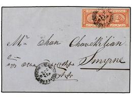 1452 EGIPTO. Sg.14. 1871 (Aug. 16). Cover From CONSTANTINOPLE To SMYRNE Franked At Double Rate With 1867 <B>1pi.</B> Red - Other & Unclassified