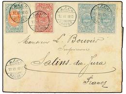 1490 ETIOPIA. 1913 (July 12). Cover To FRANCE At 2 G. Rate Bearing 1909 Pair Of <B>1/4 G.</B> Blue Green, <B>1/2 G.</B>  - Autres & Non Classés