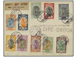 1496 ETIOPIA. 1929 (26-XII). ADDIS To DIRE DAOUA. <B>FIRST FLIGHT</B>. Franked With Type 2 Green Overp. Very Unusual Col - Andere & Zonder Classificatie