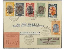 1498 ETIOPIA. 1929 (29-XII). ADDIS To DIRE DAOUA. <B>FIRST FLIGHT. </B>Franked By Type 3 Mixed Colours Overp. Three Diag - Other & Unclassified