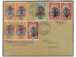 1502 ETIOPIA. 1930 (22-feb.). ADDIS To DJIBOUTI. <B>SECOND FLIGHT.</B> Franked By Type 2 And 3 Mixed Colours Overp. With - Andere & Zonder Classificatie