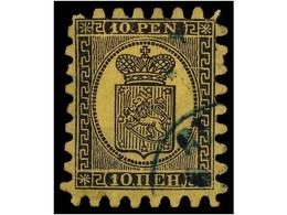 1528 ° FINLANDIA. Mi.7By. 1866. <B>10 P.</B> Black On Salmon. One Perforation Short. Michel.700?. - Sonstige & Ohne Zuordnung