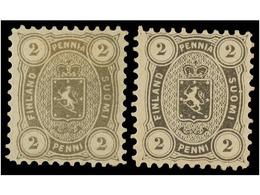 1541 * FINLANDIA. Mi.12Ax, 12Ay. 1875. <B>2 P.</B> Grey And Grey-black. Fine. Michel.150?. - Otros & Sin Clasificación