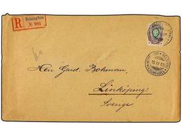 1550 FINLANDIA. 1903. Registered Cover To LINKOPING Franked By 1891 Arms Type <B>50 K.</B> Violet & Green (Facit 44) Tie - Otros & Sin Clasificación