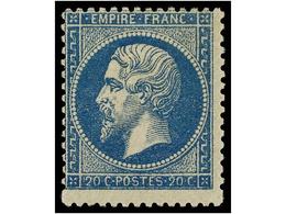 1565 * FRANCIA. Yv.22. 1862. <B>20 Cts.</B> Blue, Regular Centered. Yvert.310?. - Other & Unclassified