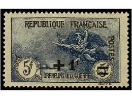 1625 ** FRANCIA. Yv.169. 1922. <B>1 Fr. On 5 F + 5 F</B> Blue, Never Hinged. Yvert.350?. - Sonstige & Ohne Zuordnung