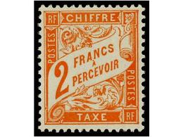 1641 * FRANCIA. Yv.T41. 1893. <B>2 Fr. </B>naranja. Color Y Centraje Excepcional. PIEZA DE LUJO. Yvert.350?. - Sonstige & Ohne Zuordnung