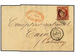 1670 FRANCIA. 1849. <B>1 F.</B> Brown Carmine, Clear To Large Margins, Tied Lozenge Cancel On An 1851 Triple Rate Folded - Other & Unclassified