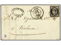 1671 FRANCIA. Yv.3. 1849. ALBI A TOULOUSE. <B>20 Cts.</B> Negro, Grandes Márgenes, Mat.<B> PARRILLA</B> Y Fechador<B> </ - Other & Unclassified