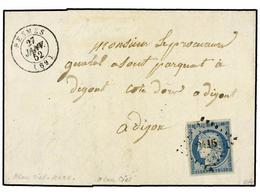 1682 FRANCIA. Yv.4. 1852. PESMES A DIJON. <B>25 Cts.</B> Azul, Mat. <B>CIFRAS PEQUEÑAS '2416'.</B> MUY BONITA. - Other & Unclassified