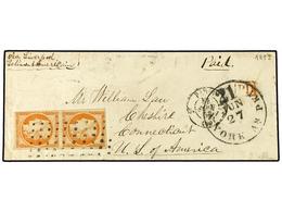 1688 FRANCIA. 1853 (June 13). Cover From Paris To Connecticut, USA Endorsed 'Via Liverpool Batiment Americaine' Franked  - Sonstige & Ohne Zuordnung