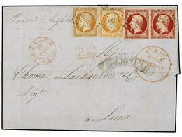 1700 FRANCIA. 1855 (30 Marzo). HAVRE A LIMA.<B> 10 Cts.</B> Bistre, <B>40 Cts.</B> Naranja Y <B>80 Cts.</B> Carmín (2) P - Sonstige & Ohne Zuordnung