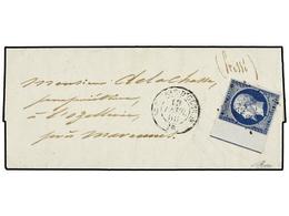1711 FRANCIA. Yv.14p. 1856. S. PIERRE D'OLORON A MARENNES. <B>20 Cts.</B> Azul Con <B>'LIGNE D'ENCADREMENT'</B>. MAGNÍFI - Sonstige & Ohne Zuordnung
