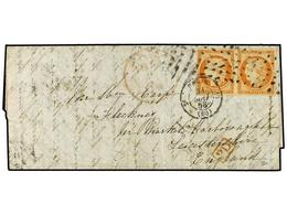 1718 FRANCIA. 1858 (May 31). Entire Letter From Paris To England Franked By Four Margined Pair Of 1849-50 <B>40c</B>. Or - Sonstige & Ohne Zuordnung