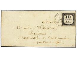 1728 FRANCIA. Yv.T-1. 1859. <B>TASAS. </B>CONCHES-EN-OUCHE. <B>10 Cts.</B> Negro<B> LITOGRAFIADO.</B> Raro En Carta. - Sonstige & Ohne Zuordnung