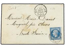 1739 FRANCIA. 1862 (Jan 22). Cover From PARIS To CLUSES (Haute Savoie); Franked By 1853 <B>20c.</B> Blue Imperf., Tied B - Sonstige & Ohne Zuordnung