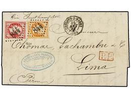 1746 FRANCIA. 1863 (31 Agosto). CHALONS A LIMA. <B>40 Cts.</B> Naranja Y <B>80 Cts.</B> Carmín. Porte <B>1,20 Fr. </B>Ra - Other & Unclassified