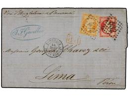 1757 FRANCIA. 1865. BORDEAUX A LIMA. <B>40 Cts.</B> Naranja Y <B>80 Cts.</B> Rosa, Tarifa De <B>1,20 Fr. </B>por La Vía  - Sonstige & Ohne Zuordnung