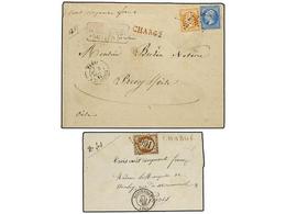 1758 FRANCIA. 1865-70. 4 Cartas CERTIFICADAS Con Franqueos <B>20 + 20 Cts.</B>, <B>40 Cts</B>., <B>20 + 30 Cts. </B>y <B - Sonstige & Ohne Zuordnung