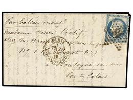 1805 FRANCIA. 1870 (Dec. 27). PARIS To BOULOGNE SUR MER. <B>BALLOON 'LE BAYARD'</B>. Entire Letter Franked With <B>20 Ct - Other & Unclassified